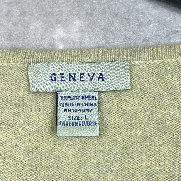 VINTAGE Geneva Sweater Women Size Large Light Green 100% Cashmere Pullover - Picture 9 of 11